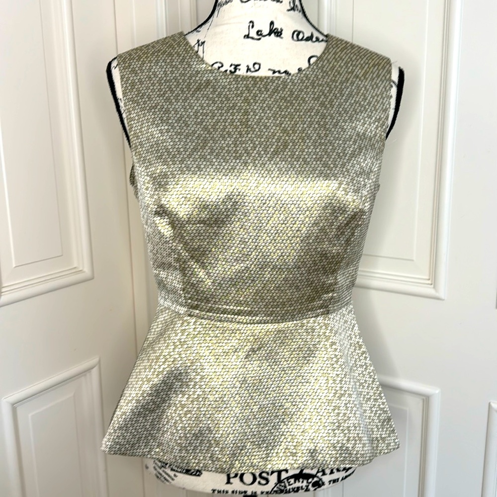 Orsay Gold Sleeveless Peplum Blouse – Size S (EU 36), Fitted Silhouette